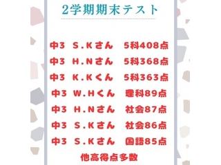 2学期期末テスト結果